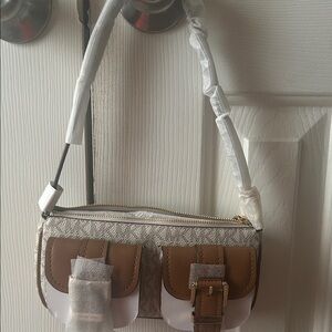 Michael Kors Brown and Cream Shoulder Bag